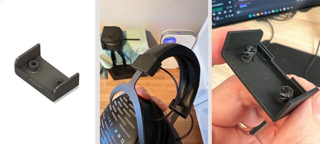 3D printed replacement part for a broken Beyerdynamic headphone sliding mechanism, modelled in Fusion 360
