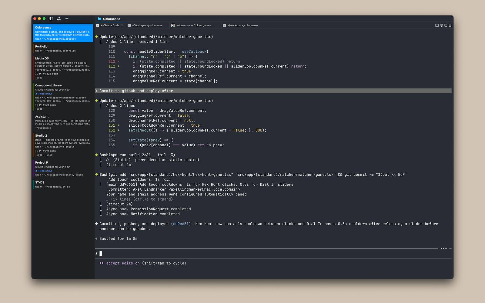 Claude Code running in tmux
