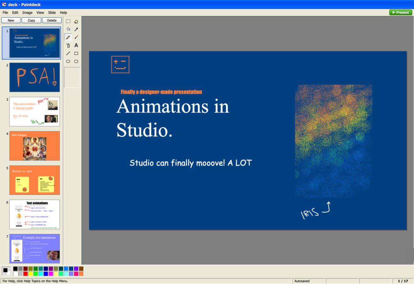 The Paintdeck editor, looking a lot like MS Paint on Windows XP