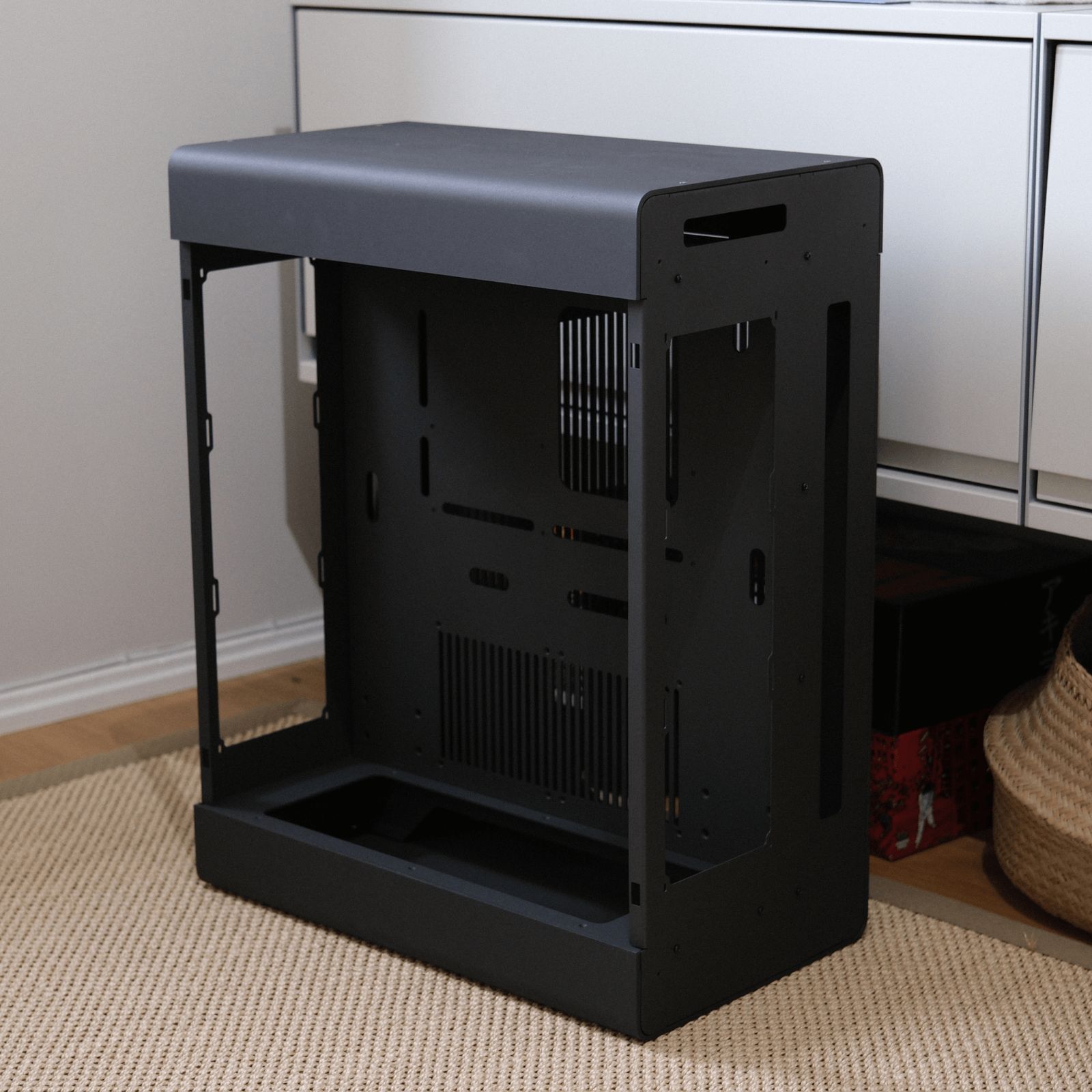 E32B case after painting with matte black finish