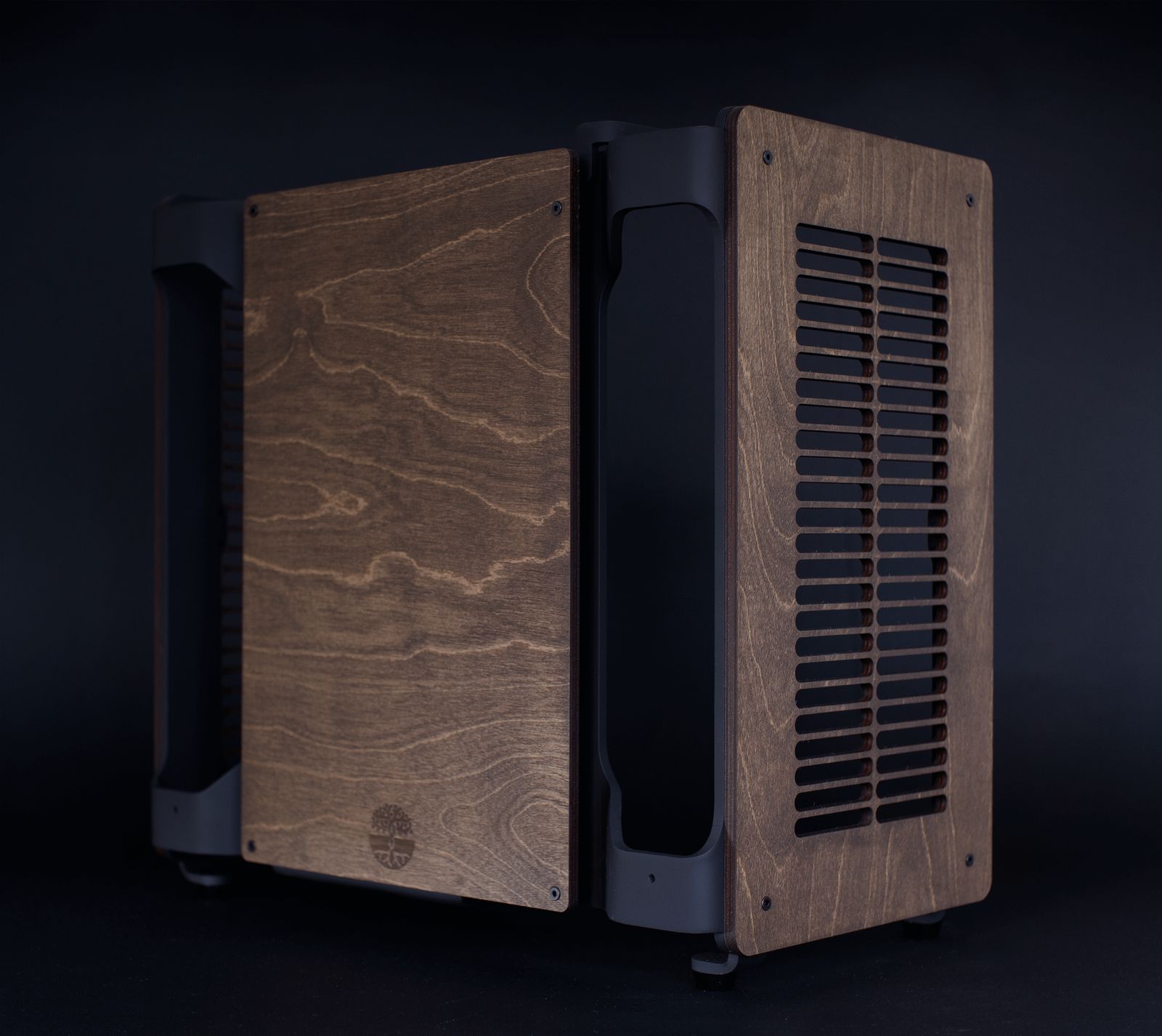 Rear view of the Tilia case showing IO panel and cable routing